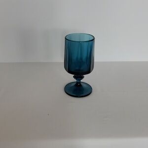 Vintage Footed Teal Blue Drinking Glass